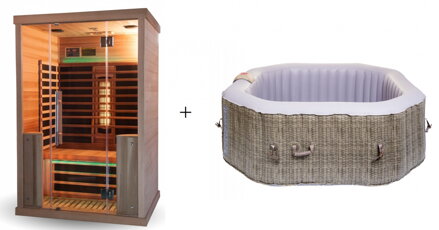 Infrasauna Vista 2 + Vířivka Luxury 155 Rattan