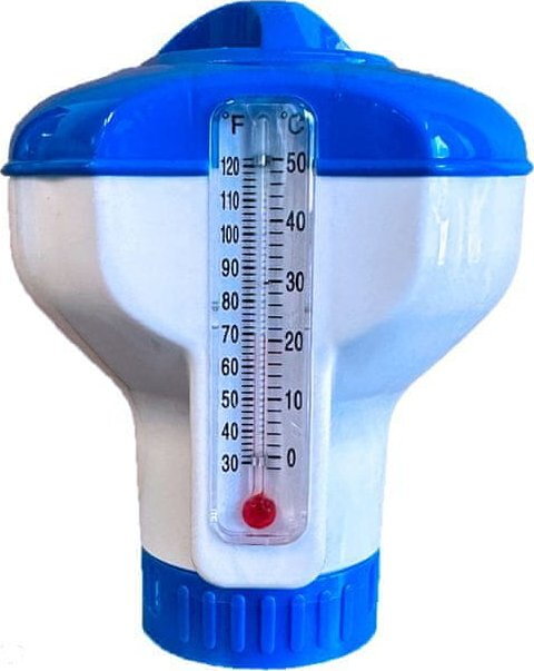 Plovák bazénový malý s teploměrem pro 20 g tabletky Plovák bazénový malý s teploměrem pro 20 g tabletky