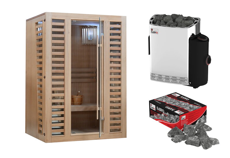 Výhodný Saunový Balíček: Luonto 2+ saunová kamna SAWO MINI 3,6kW + Saunové kameny 20kg 