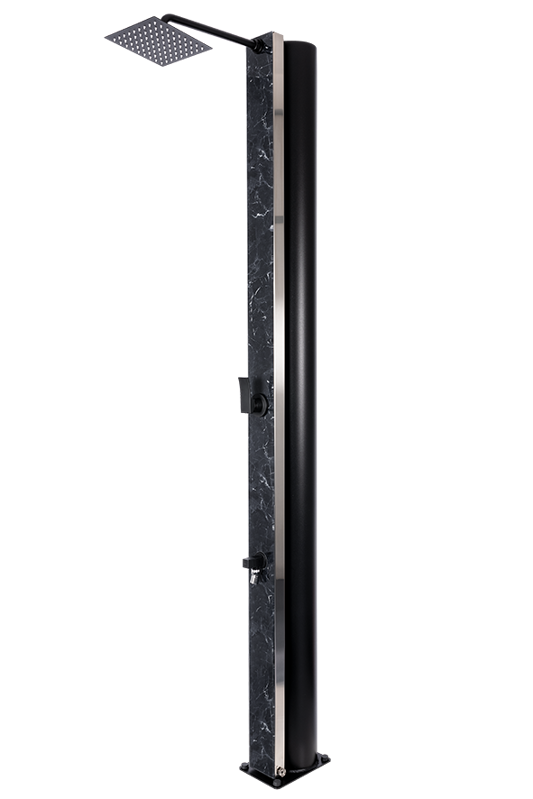 Solární sprcha ATLAS ČERNÉ ZRCADLO s oplachem nohou